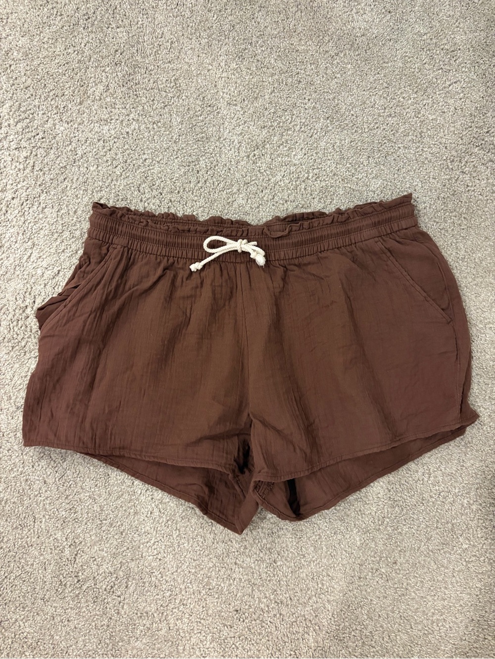 Old Navy Brown Ruffle-Waist Drawstring Shorts